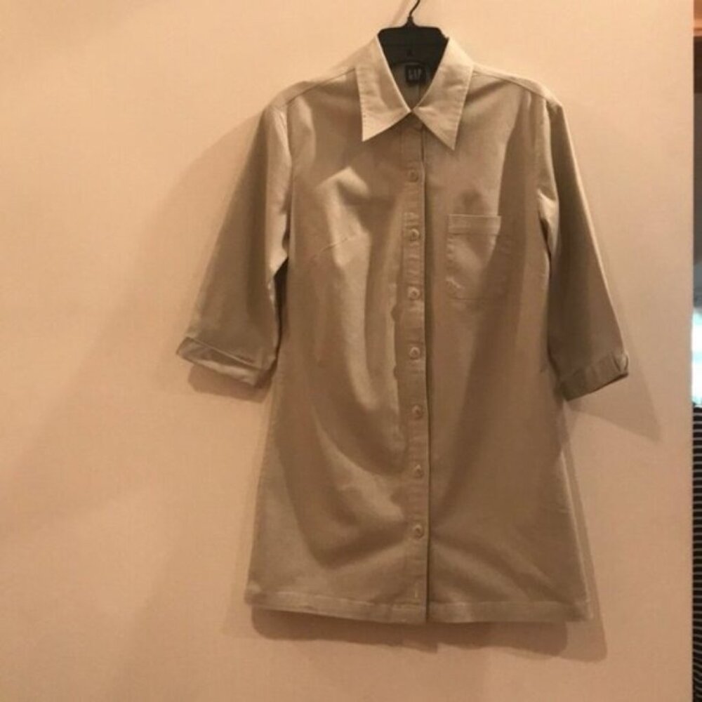 👗✨ GAP Women’s Beige Stretch Button-Up Shirt Dress | Size 8 | Never Worn ✨👗